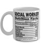 Funny Social Worker Nutritional Facts Coffee Mug 11oz White