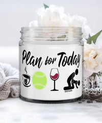 Funny Softball Candle Adult Humor Plan For Today Softball Wine 9oz Vanilla Scented Candles Soy Wax