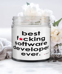 Funny Software Developer Candle B3st F-cking Software Developer Ever 9oz Vanilla Scented Candles Soy Wax