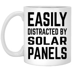 Funny Solar Tech Mug Gift Easily Distracted By Solar Panels Coffee Cup 11oz White XP8434