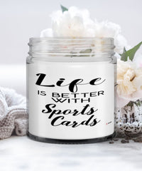 Funny Sports Cards Collector Candle Life Is Better With Sports Cards 9oz Vanilla Scented Candles Soy Wax