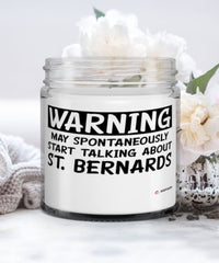 Funny St. Bernard Candle Warning May Spontaneously Start Talking About St. Bernards 9oz Vanilla Scented Candles Soy Wax