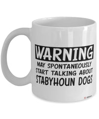 Funny Stabyhoun Mug Warning May Spontaneously Start Talking About Stabyhoun Dogs Coffee Cup White