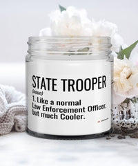 Funny State Trooper Candle Like A Normal Law Enforcement Officer But Much Cooler 9oz Vanilla Scented Candles Soy Wax