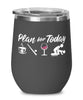 Funny Stickball Wine Glass Adult Humor Plan For Today Stickball 12oz Stainless Steel Black