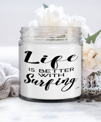 Funny Surfer Candle Life Is Better With Surfing 9oz Vanilla Scented Candles Soy Wax