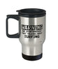 Funny Surfer Travel Mug Warning May Spontaneously Start Talking About Surfing 14oz Stainless Steel