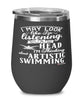 Funny Surfing Wine Glass I May Look Like I'm Listening But In My Head I'm Thinking About Artistic Swimming 12oz Stainless Steel Black