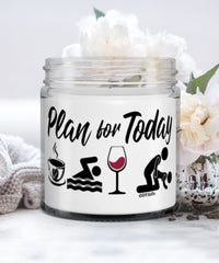 Funny Swimmer Candle Adult Humor Plan For Today Swimming Wine 9oz Vanilla Scented Candles Soy Wax