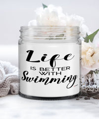 Funny Swimmer Candle Life Is Better With Swimming 9oz Vanilla Scented Candles Soy Wax