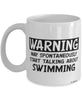 Funny Swimmer Mug Warning May Spontaneously Start Talking About Swimming Coffee Cup White