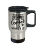 Funny Swimming Travel Mug Never Trust A Swimmer That Doesn't Drink Coffee and Swears A Lot 14oz Stainless Steel