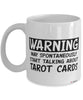 Funny Tarot cards Mug Warning May Spontaneously Start Talking About Tarot cards Coffee Cup White