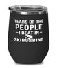 Funny Tears Of The People I Beat In Skibobbing Stemless Wine Glass 12oz Stainless Steel
