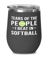 Funny Tears Of The People I Beat In Softball Stemless Wine Glass 12oz Stainless Steel