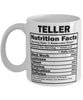 Funny Teller Nutritional Facts Coffee Mug 11oz White