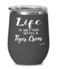 Funny Tiger Oscar Fish Wine Glass Life Is Better With A Tiger Oscar 12oz Stainless Steel Black