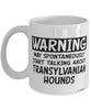 Funny Transylvanian Hound Mug Warning May Spontaneously Start Talking About Transylvanian Hounds Coffee Cup White