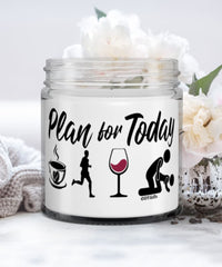 Funny Triathlete Candle Adult Humor Plan For Today Triathlon Wine 9oz Vanilla Scented Candles Soy Wax