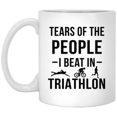 Funny Triathlete Mug Tears Of The People I Beat In Triathlon Coffee Cup 11oz White XP8434