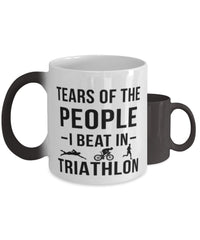 Funny Triathlete Mug Tears Of The People I Beat In Triathlon Coffee Mug Color Changing 11oz