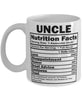 Funny Uncle Nutritional Facts Coffee Mug 11oz White
