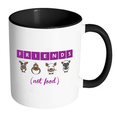 Funny Vegan Mug Friends Not Food White 11oz Accent Coffee Mugs