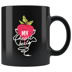 Funny Vegetarian Vegan Mug My Heart Beets 11oz Black Coffee Mugs