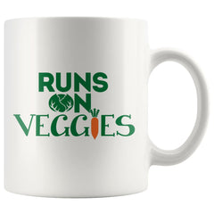 Funny Vegetarian Vegan Mug Runs On Veggies 11oz White Coffee Mugs