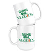 Funny Vegetarian Vegan Mug Runs On Veggies 15oz White Coffee Mugs