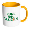Funny Vegetarian Vegan Mug Runs On Veggies White 11oz Accent Coffee Mugs
