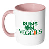 Funny Vegetarian Vegan Mug Runs On Veggies White 11oz Accent Coffee Mugs