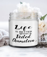 Funny Veiled Chameleon Lizard Candle Life Is Better With A Veiled Chameleon 9oz Vanilla Scented Candles Soy Wax