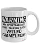 Funny Veiled Chameleon Mug Warning May Spontaneously Start Talking About Veiled Chameleons Coffee Cup White