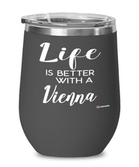 Funny Vienna Rabbit Wine Glass Life Is Better With A Vienna Rabbit 12oz Stainless Steel Black