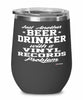 Funny Vinyl Records Wine Glass Just Another Beer Drinker With A Vinyl Records Problem 12oz Stainless Steel Black