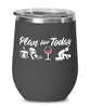 Funny Volleyballer Wine Glass Adult Humor Plan For Today Beach Volleyball 12oz Stainless Steel Black