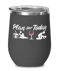 Funny Water Polo Wine Glass Adult Humor Plan For Today Water Polo 12oz Stainless Steel Black