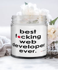 Funny Web Developer Candle B3st F-cking Web Developer Ever 9oz Vanilla Scented Candles Soy Wax