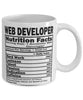 Funny Web Developer Nutritional Facts Coffee Mug 11oz White
