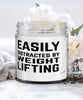 Funny Weightlifter Candle Easily Distracted By Weightlifting 9oz Vanilla Scented Candles Soy Wax