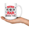 Funny Weightlifting Mug Bend The Bar Before The Bar Bends 15oz White Coffee Mugs