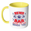 Funny Weightlifting Mug Bend The Bar White 11oz Accent Coffee Mugs