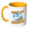 Funny Weightlifting Mug Shut Up And Bench White 11oz Accent Coffee Mugs