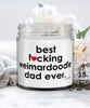 Funny Weimardoodle Dog Candle B3st F-cking Weimardoodle Dad Ever 9oz Vanilla Scented Candles Soy Wax