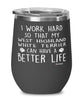 Funny West Highland White Terrier Wine Glass I Work Hard So That My West Highland White Terrier Can Have A Better Life 12oz Stainless Steel Black