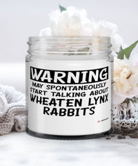 Funny Wheaten Lynx Rabbit Candle Warning May Spontaneously Start Talking About Wheaten Lynx Rabbits 9oz Vanilla Scented Candles Soy Wax