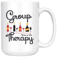 Funny Wine Mug Group Therapy 15oz White Coffee Mugs