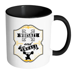 Funny Workout Mug Whiskey And Squats White 11oz Accent Coffee Mugs