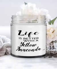 Funny Yellow Anaconda Snake Candle Life Is Better With A Yellow Anaconda 9oz Vanilla Scented Candles Soy Wax